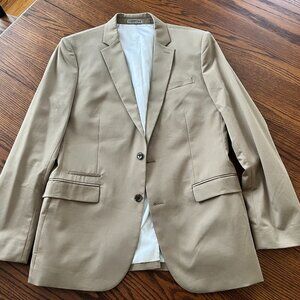 Men's Express 44R Photographer Fitted Suit Jacket Khaki Color